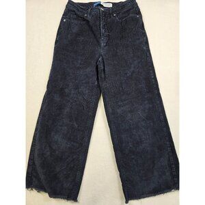 Old Navy Sky-Hi Wide Leg Extra High-Rise Corduroy Pants Size 4 Black Frayed Hem